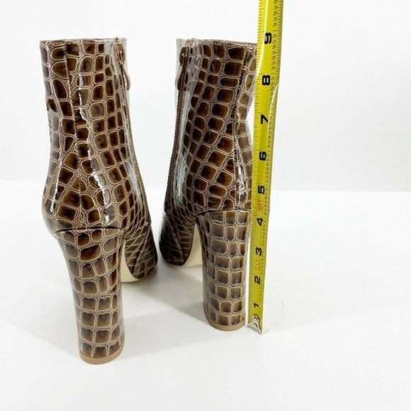 Nasty Gal NWOT Faux Croc Block Heel Ankle Boots, 5 - Picture 3 of 8